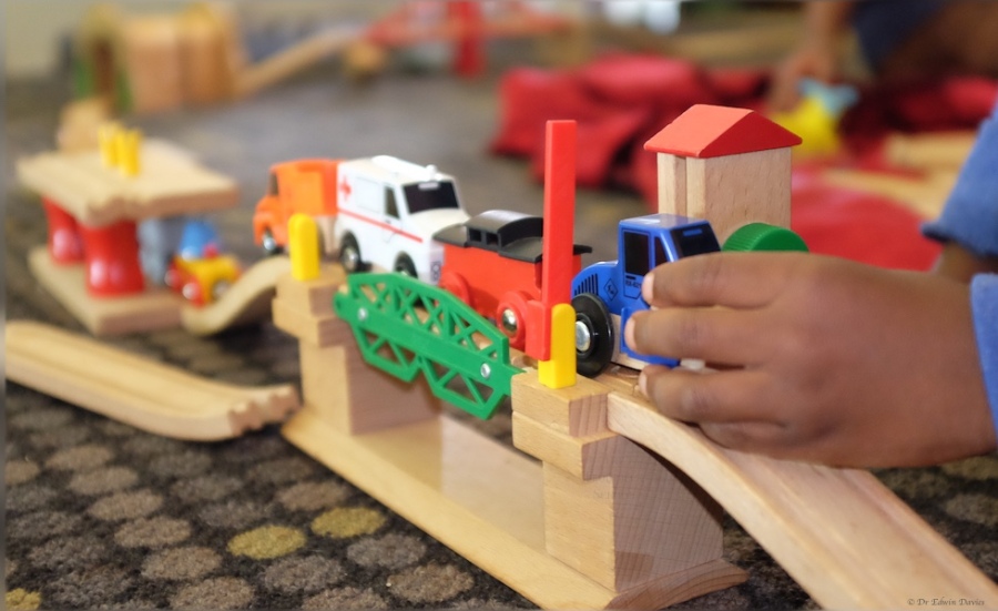 Playing with the Brio train set